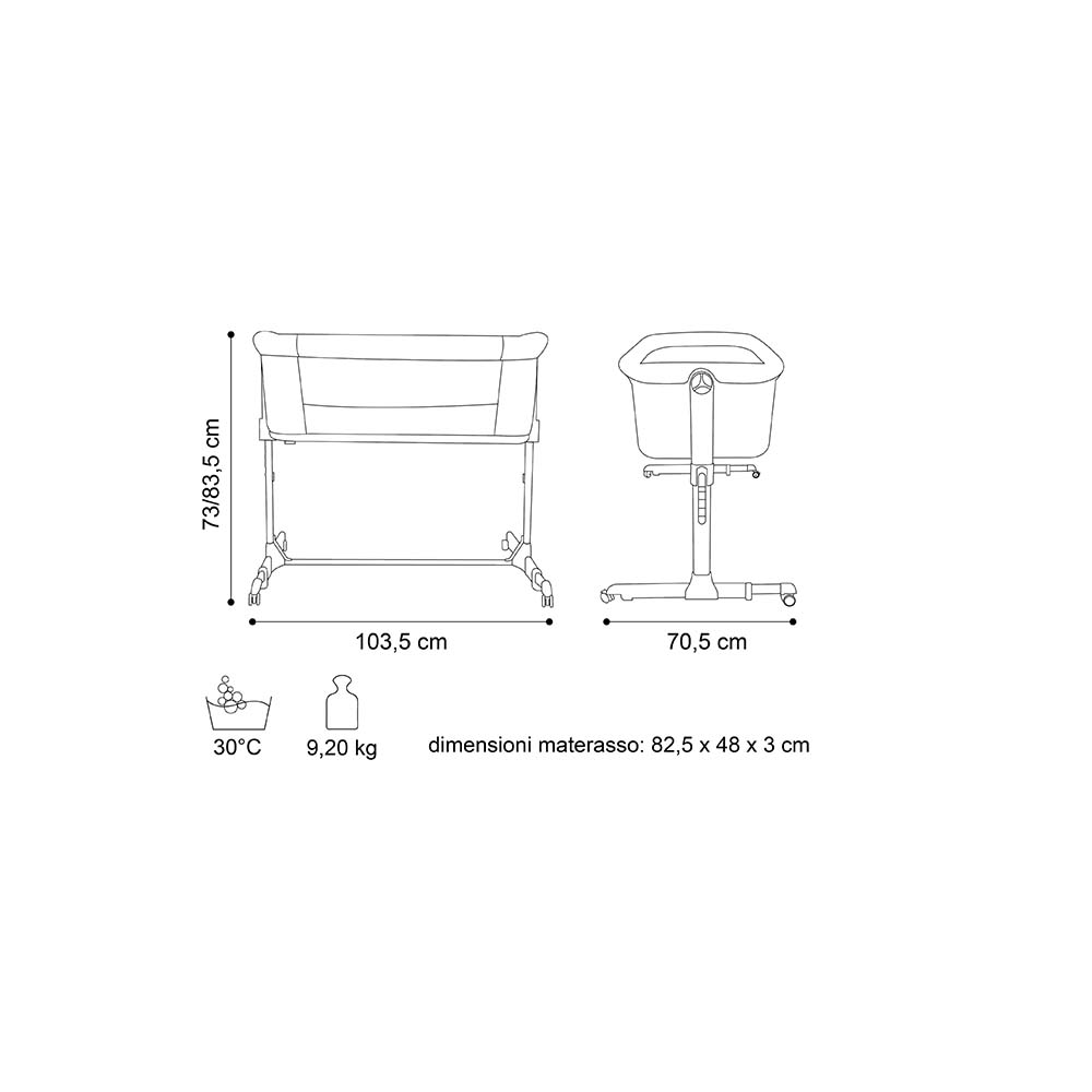Brevi - Vicino Air Feel Foldable Bedside Crib - Cream