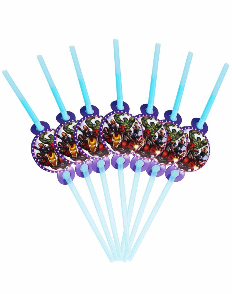 Tamona - 10-Piece Avengers Theme Straw Set
