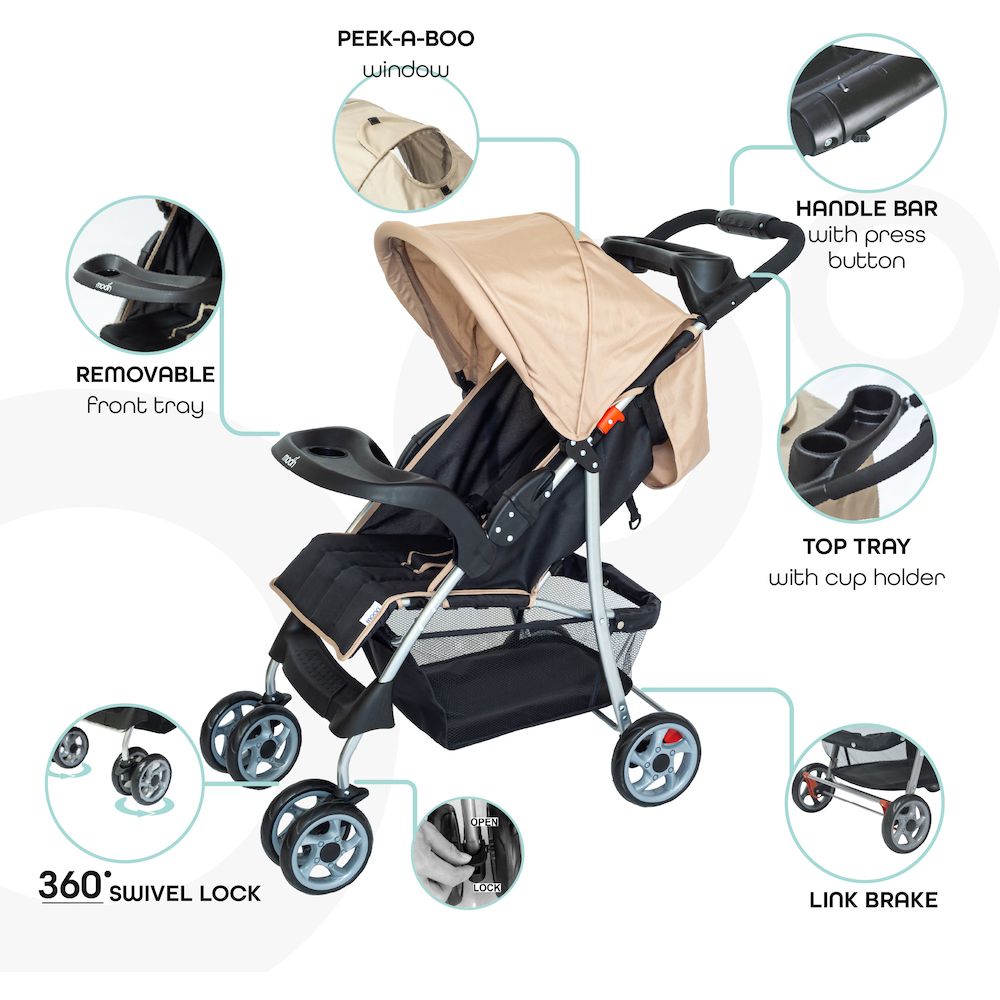 Moon - Trek One Fold Stroller & Cat Pull String Toy