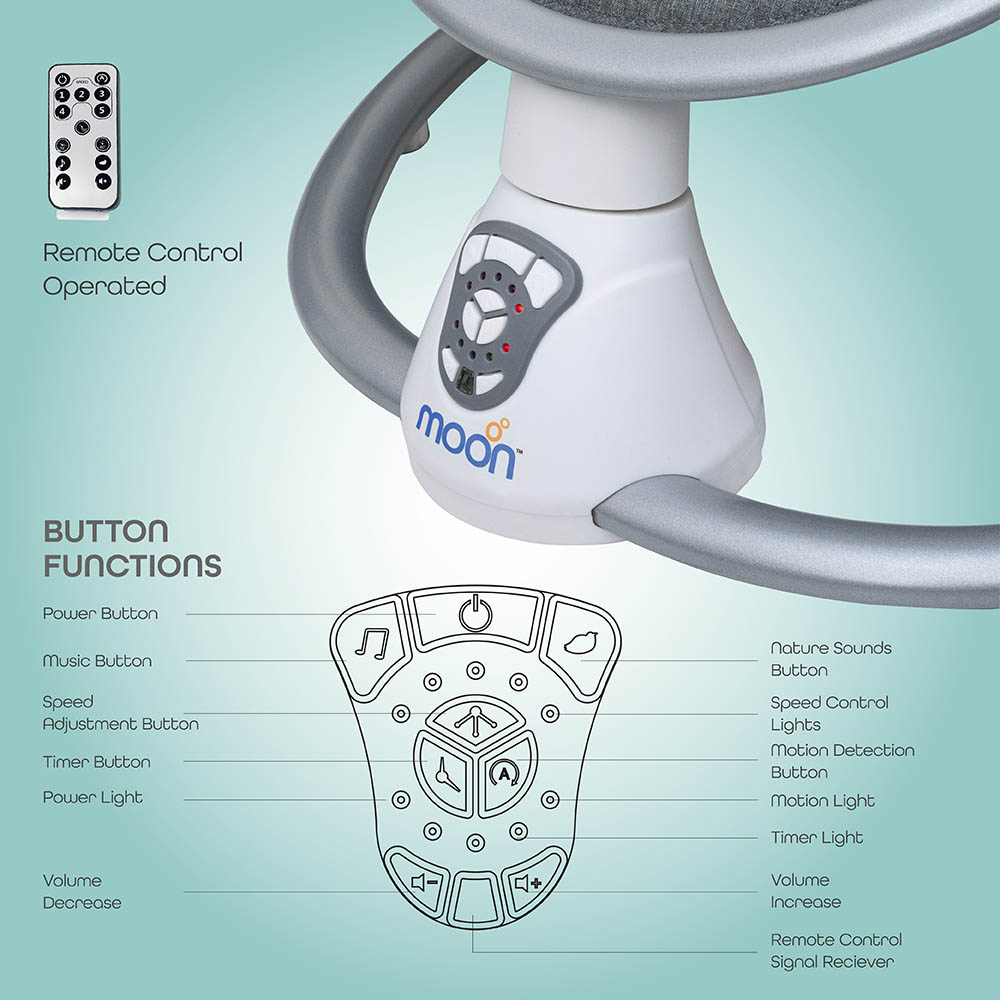 Moon - Musical Baby Swing - Grey