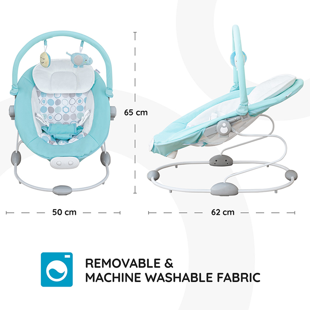 MOON - Hopper Baby Bouncer Portable Soothing Seat With Vibration, 3 Months Above - Blue
