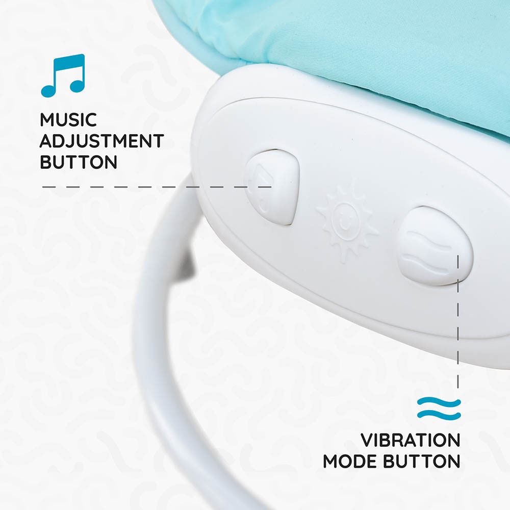MOON - Hopper Baby Bouncer Portable Soothing Seat With Vibration, 3 Months Above - Blue