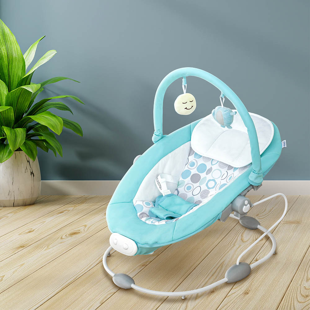 MOON - Hopper Baby Bouncer Portable Soothing Seat With Vibration, 3 Months Above - Blue