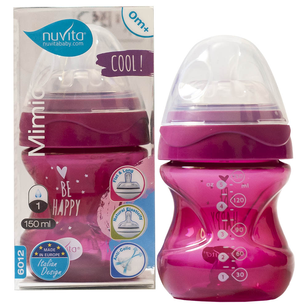 Nuvita - Mimic Cool Anti Colic Baby Bottles 150ml - Dark Pink