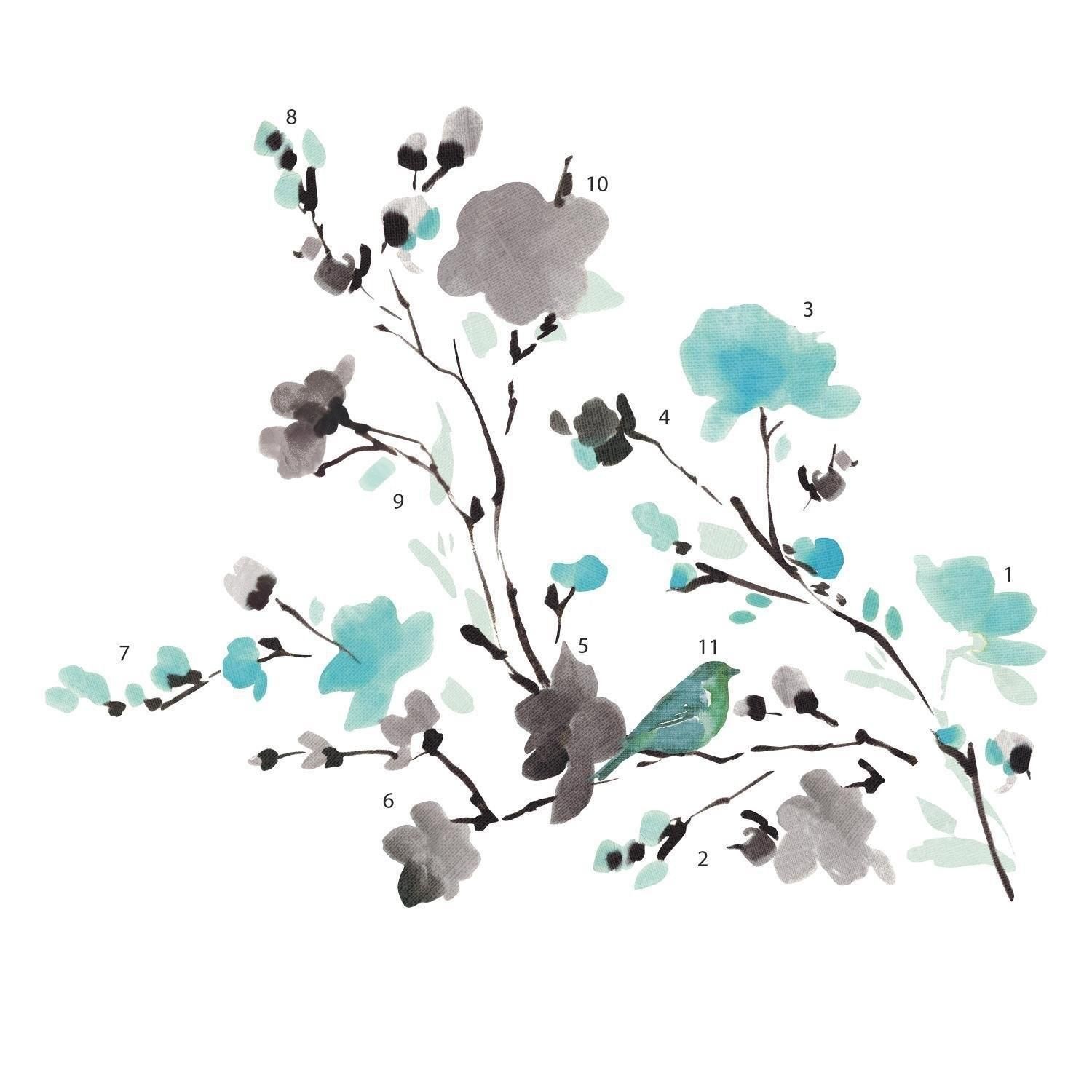 Room mates Blossom Watercolor Bird Branch