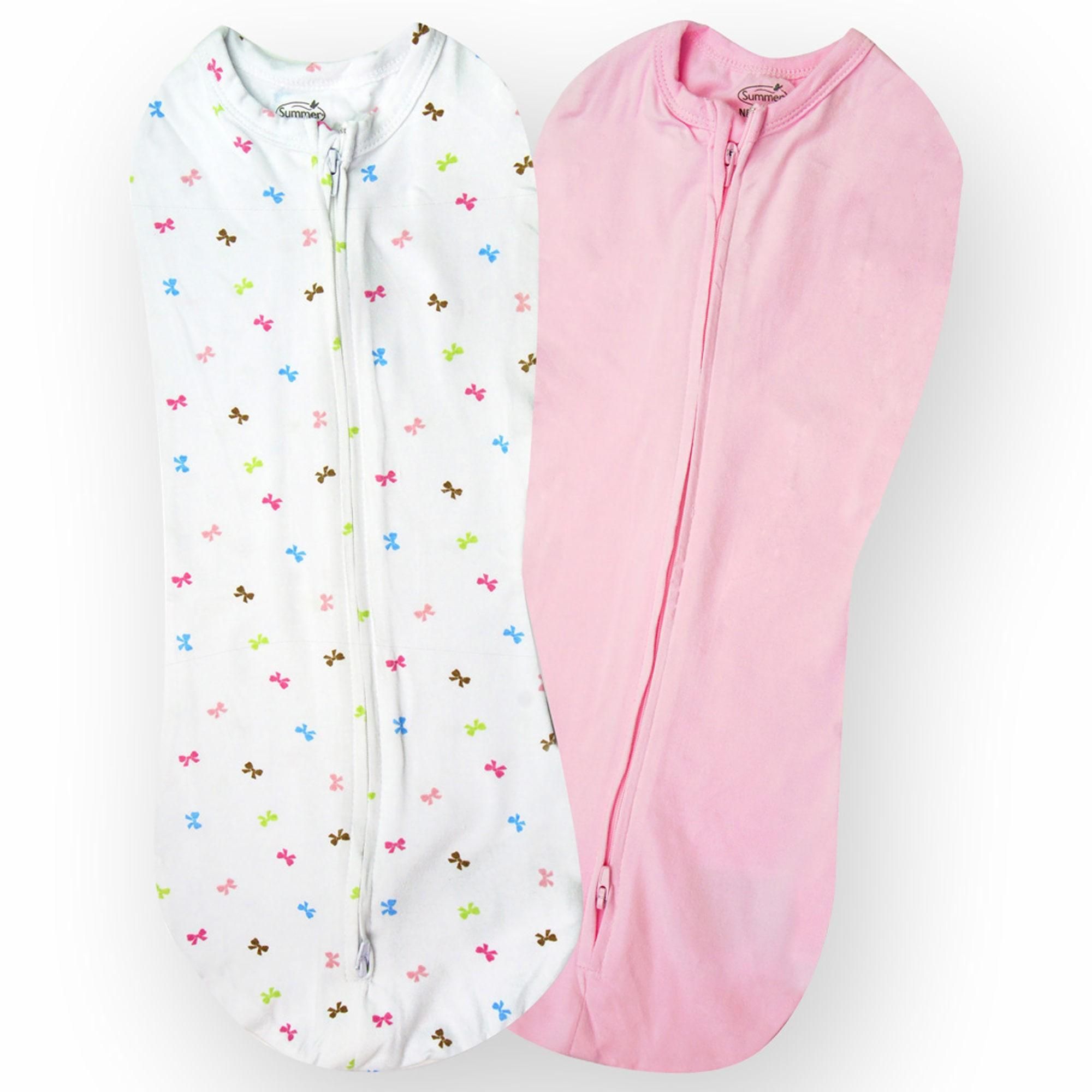 Summer Infant Pink/White 2 Pk Swaddlepod - Bows