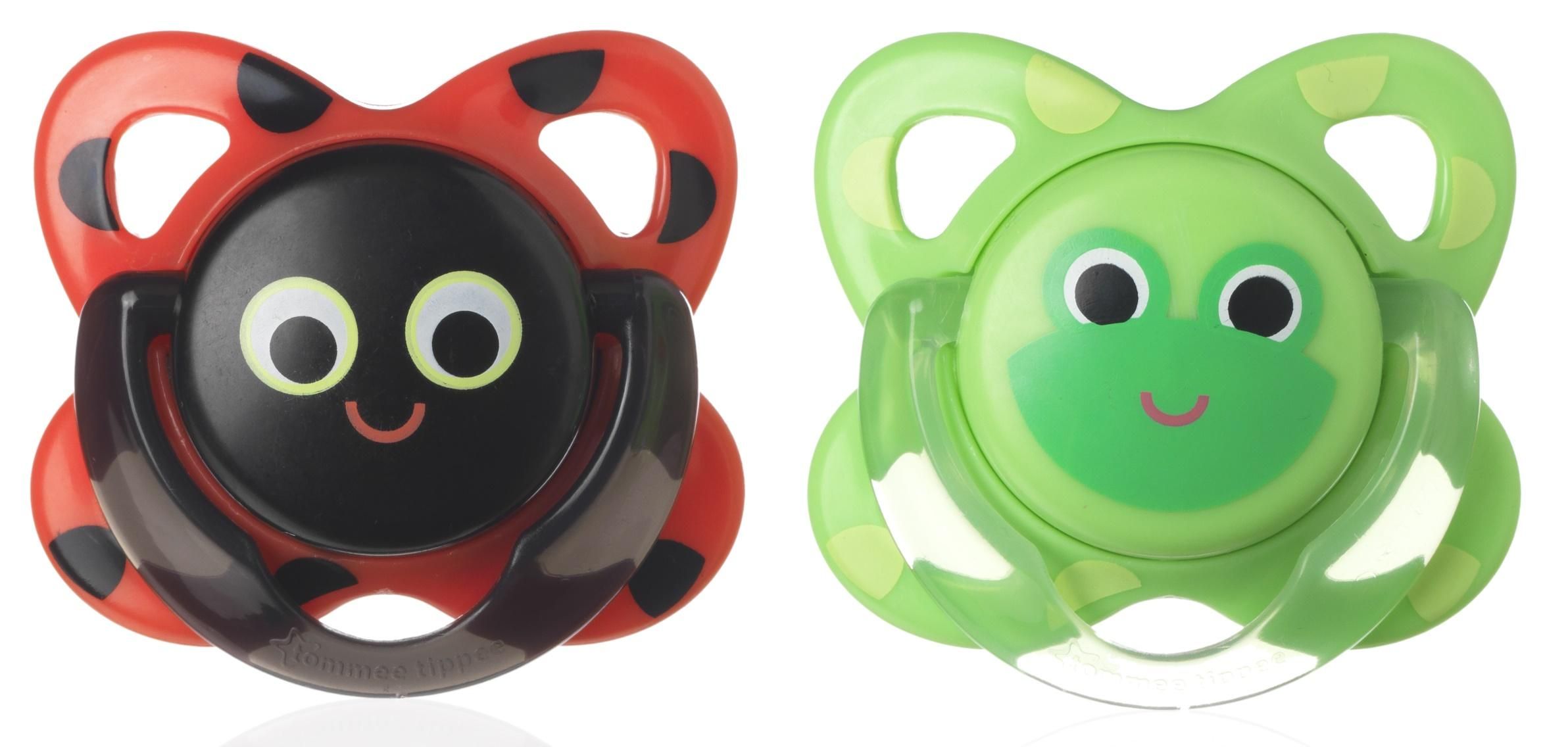 Tommee Tippee-Essentials 2x Funky Face Soother 6-8m,RedGreen