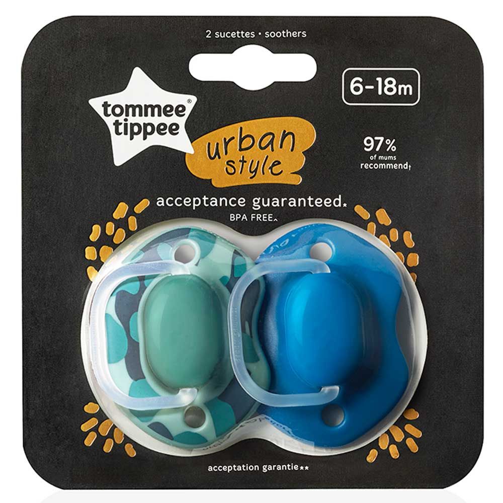 Tommee Tippee - 2x 6-18M Urban Style Soother Boy