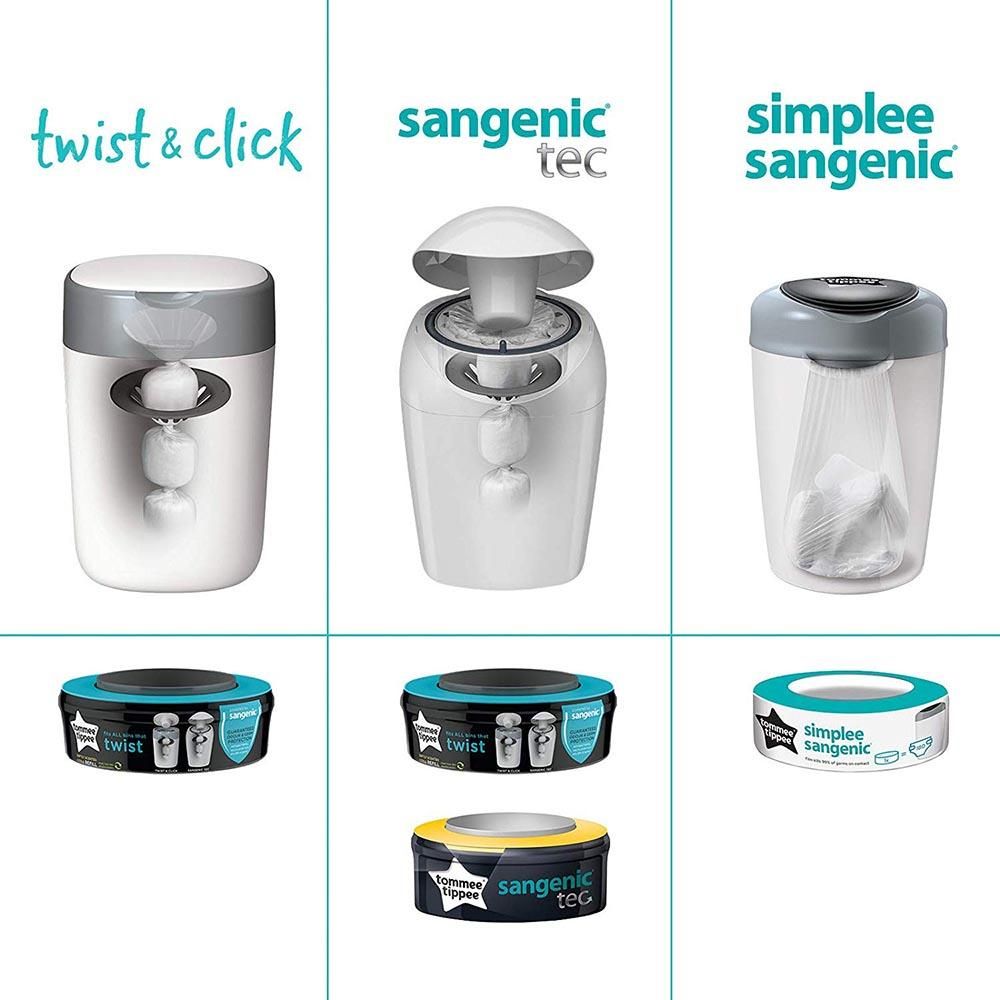 TT Twist & Click Nappy Disposal Bin Sangenic + 6pcs Refill