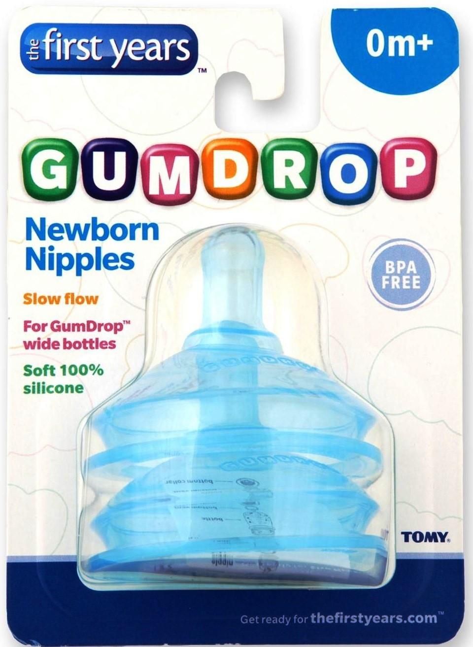 The First Years Gumdrop Wide Slow Flow Nipples 2 Pack Boy