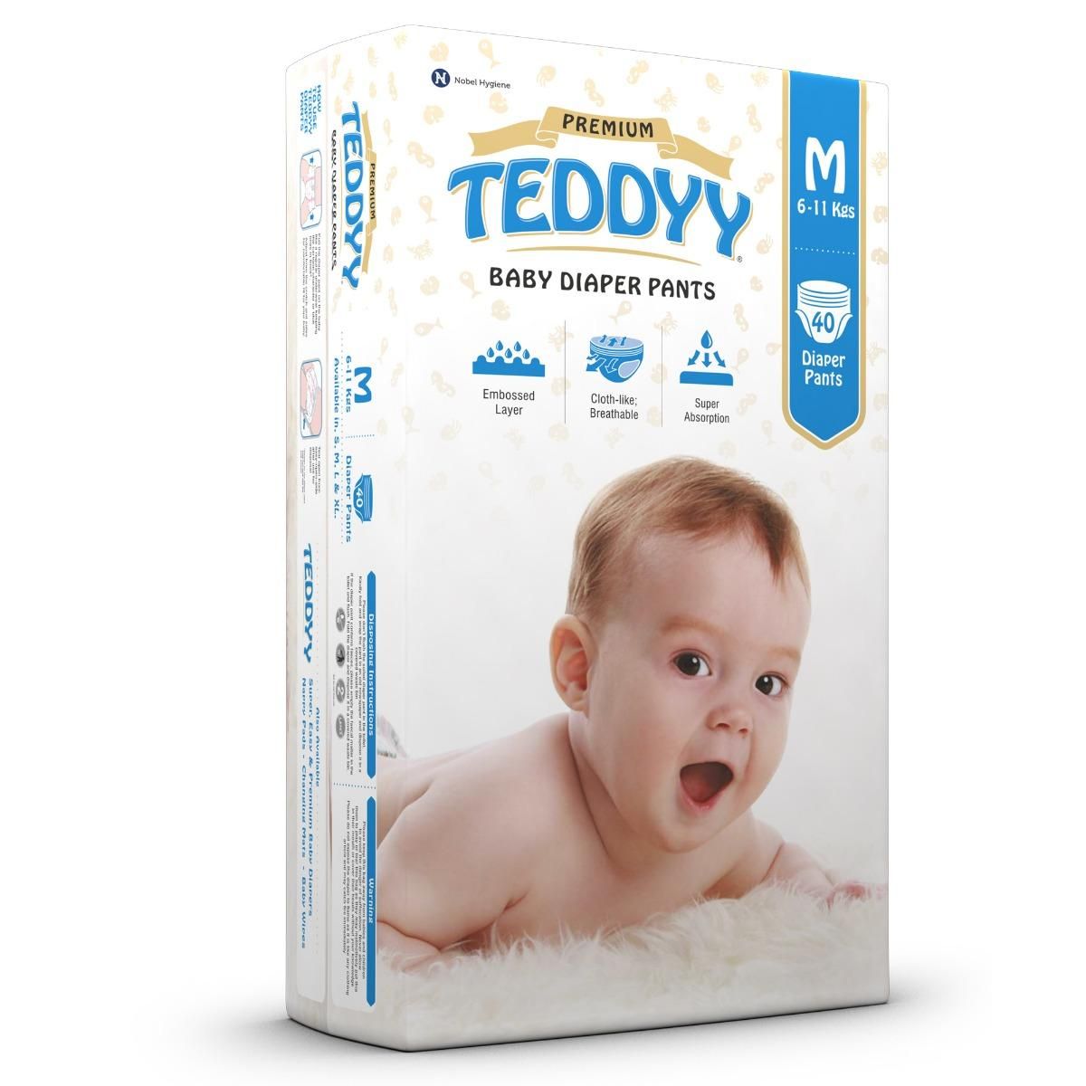 Teddyy Baby Diaper Pants Premium Size Medium 6 11 Kg 40 Pcs