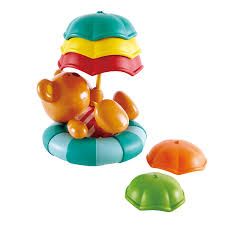 Hape Kids Little Splashers Teddy's Umbrella Stackers Bath Toy Set