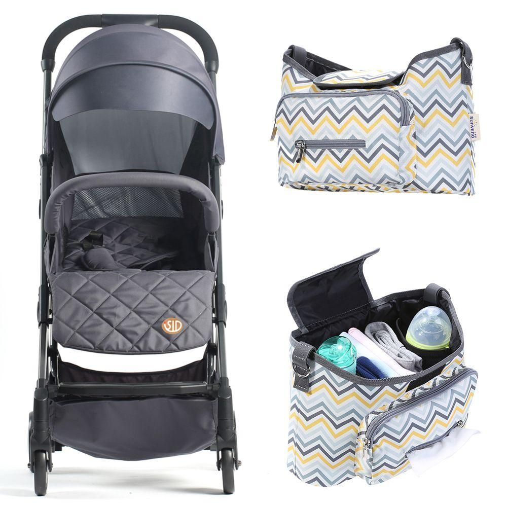 Teknum Travel Lite Stroller Sld Dark Grey with Sunveno Diaper Bag