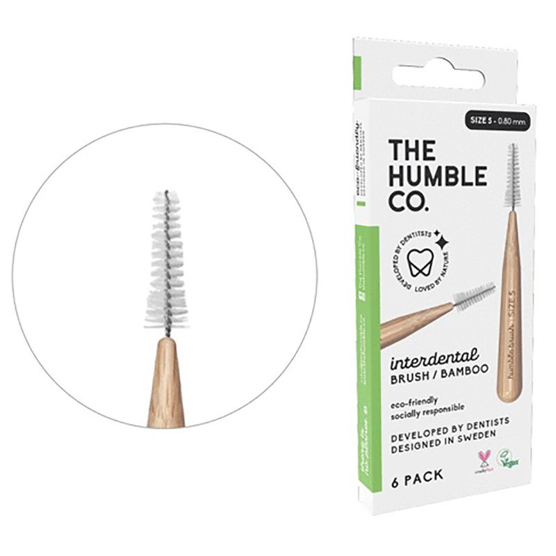 The Humble - Co Interdental Brush Bamboo - Green 6-P (Size 5 - 0,8 Mm)