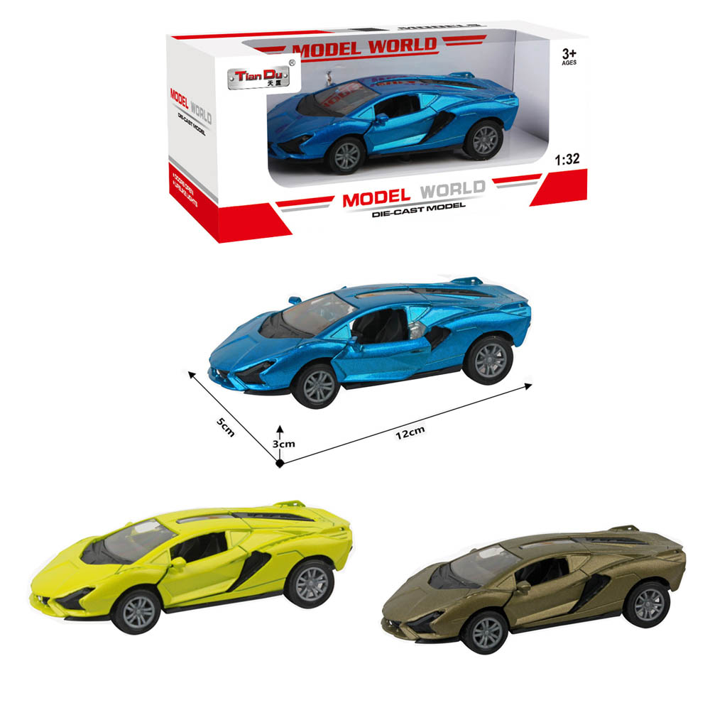 Tian Du - 1:32 Lamborghini Alloy Pull Back Car Can Open the Door Assorted 1Pc