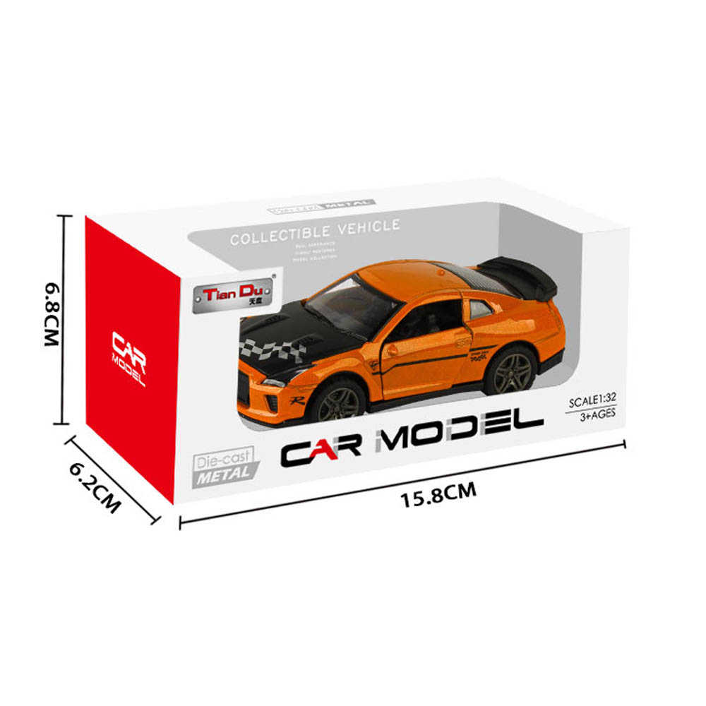 Tian Du - 1:32 Nissan Gtr Alloy Pull Back Car Can Open the Door Assorted 1Pc