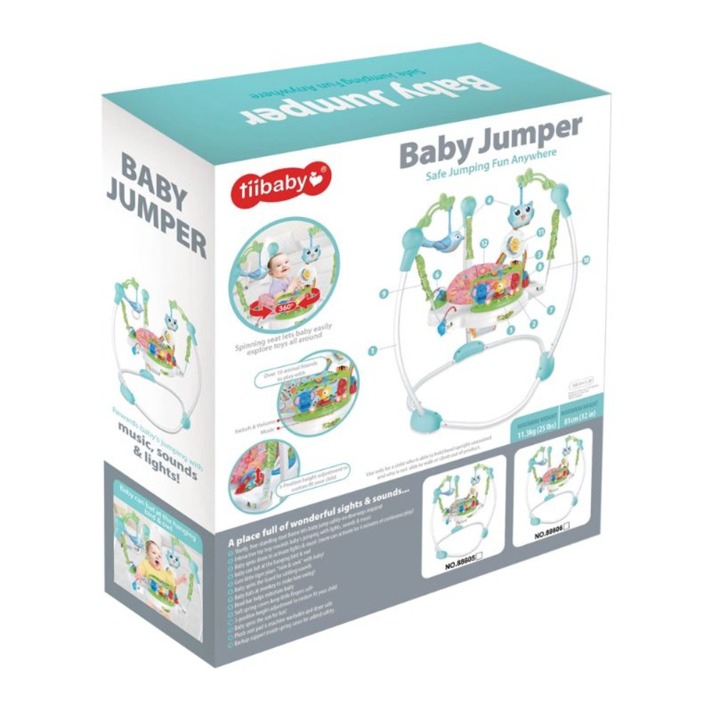 Tiibaby - Baby Jumper with Music & Lights - Blue/Pink
