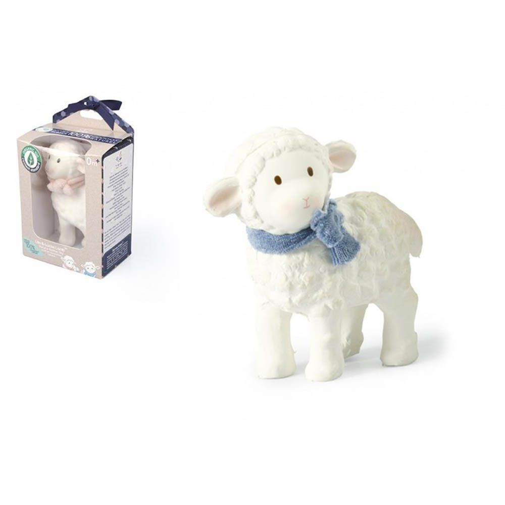 Tikiri - Lila & Lucas Lamb Collection Lucas Rubber Toy Blue