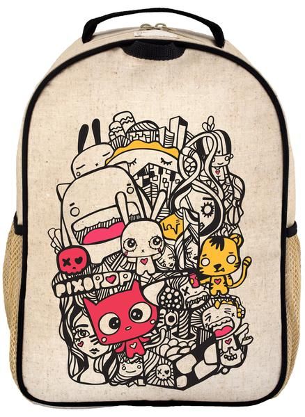 SoYoung Raw Linen Pixopop Pishi and Friends Toddler School Backpack