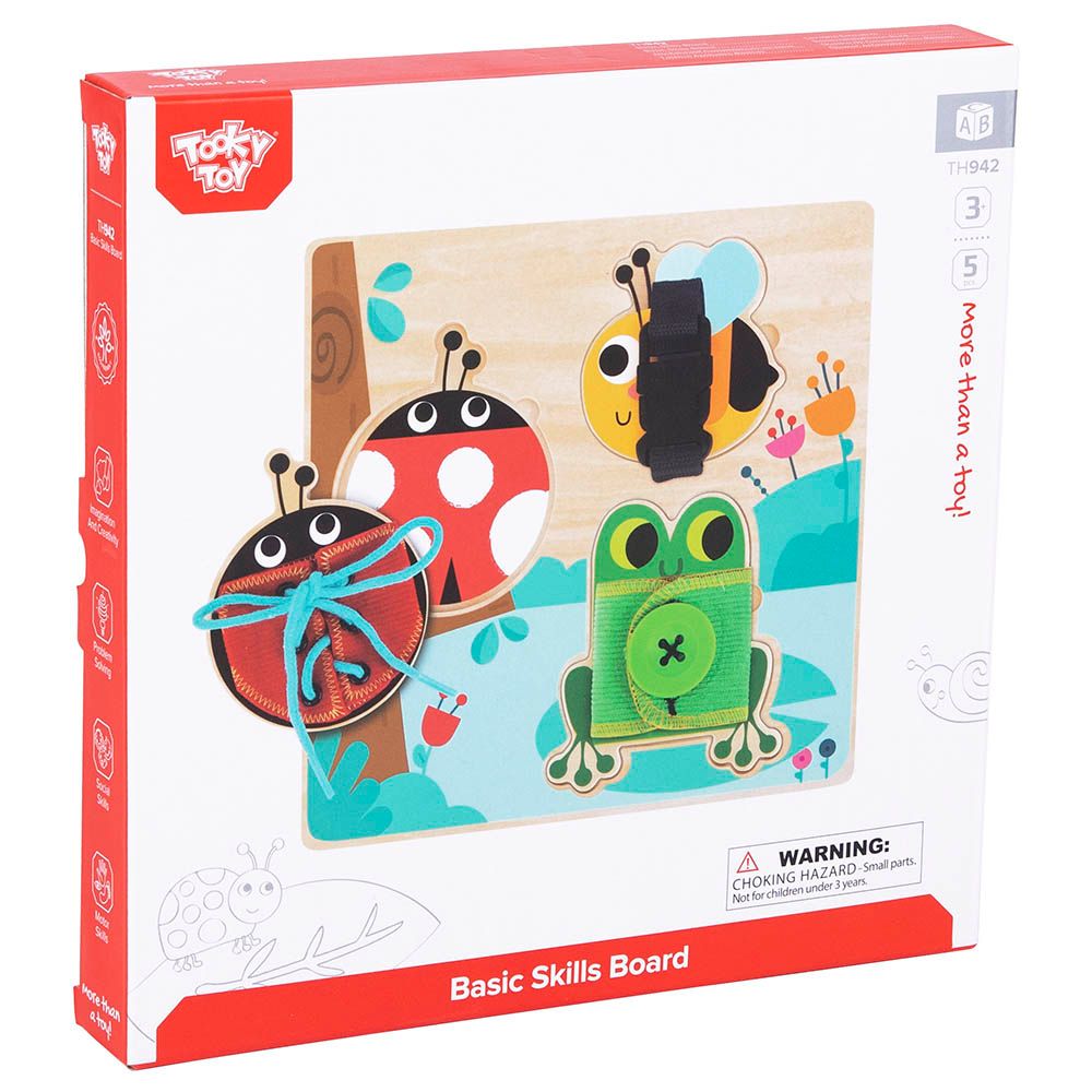 Tooky Toy - Wooden Basic Skills Board - 5 pcs