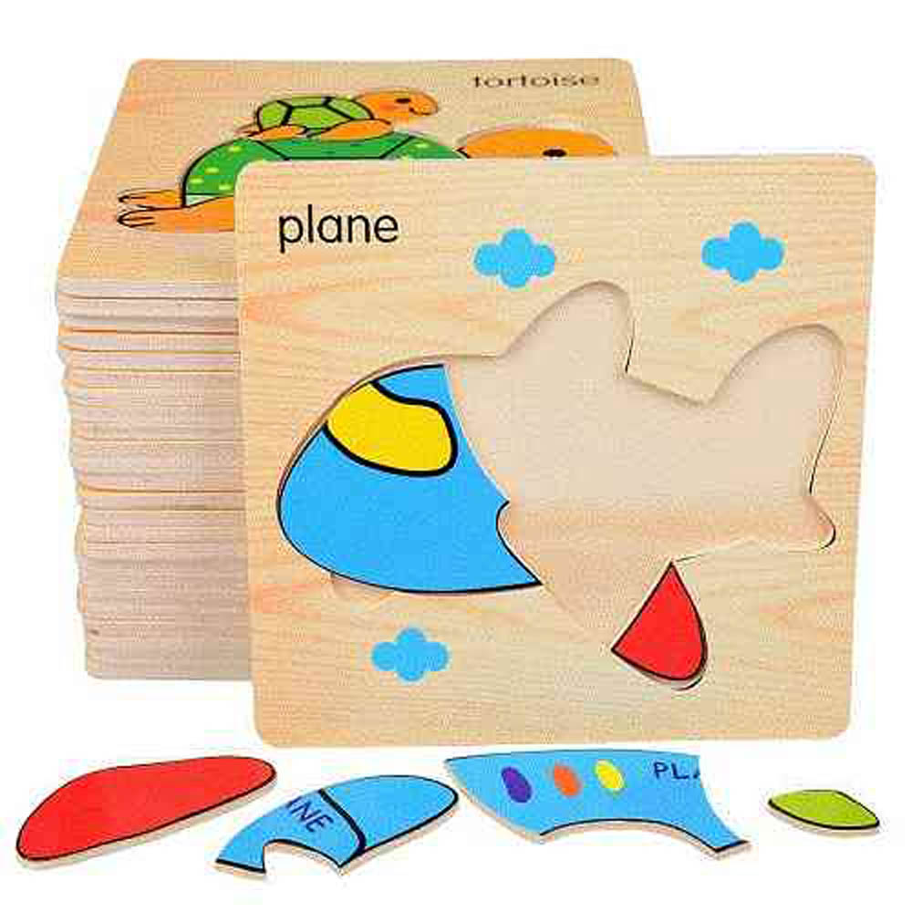 UKR - Animal Fruit Vehicle Wooden Puzzle 4 Pc