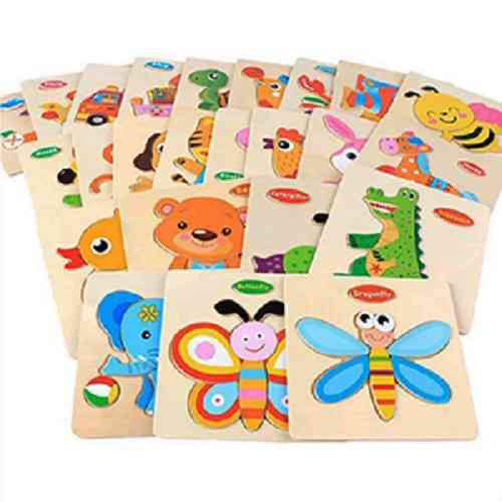 UKR - Animal Fruit Vehicle Wooden Puzzle 4 Pc