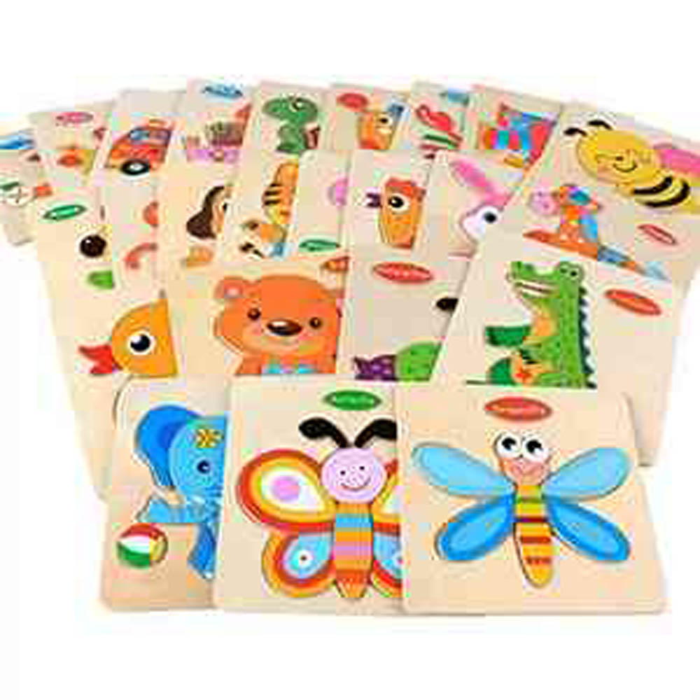 UKR - Animal Fruit Vehicle Wooden Puzzle 4 Pc