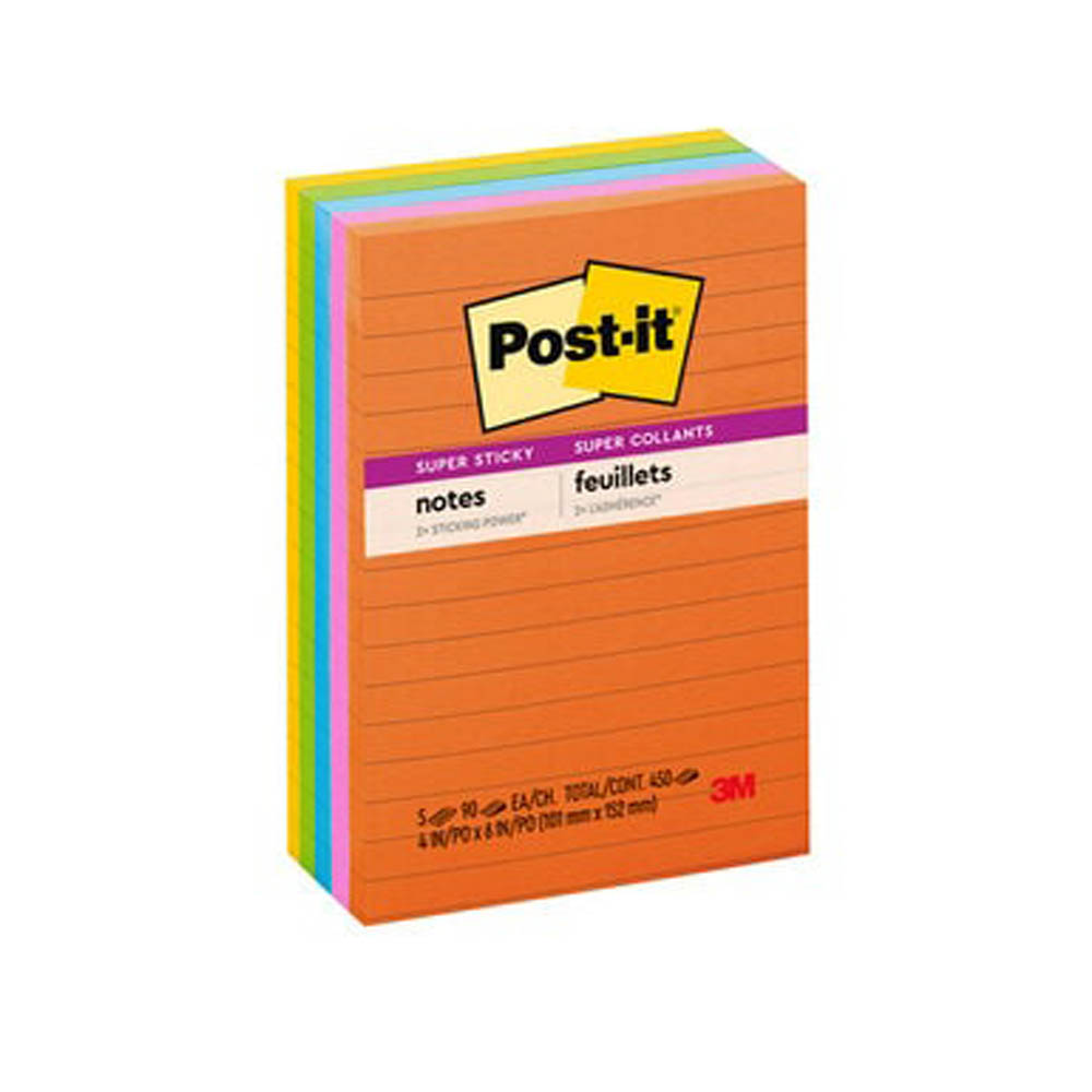 Post-It - Super Sticky Notes 5 Pads/Pack, 90 Sheets/Pad