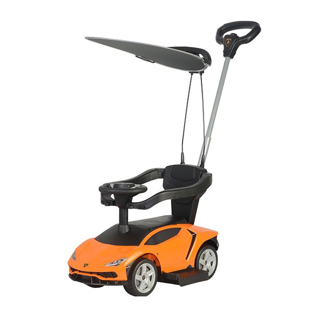 Megastar - 3 In Ride On Licensed Lamborghini Centenario Push Car With Sun Shade Canopy - Orange