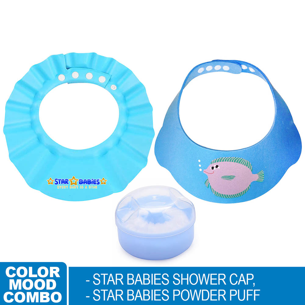 Star Babies Shower Cap Pack Of 2 & Powder Puff