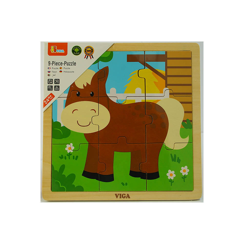 Viga - 9 pcs Wooden Puzzle - Horse