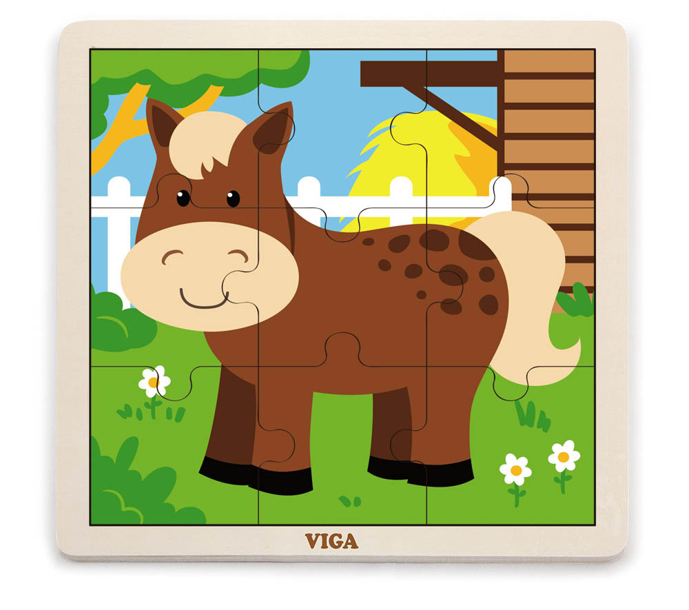Viga - 9 pcs Wooden Puzzle - Horse