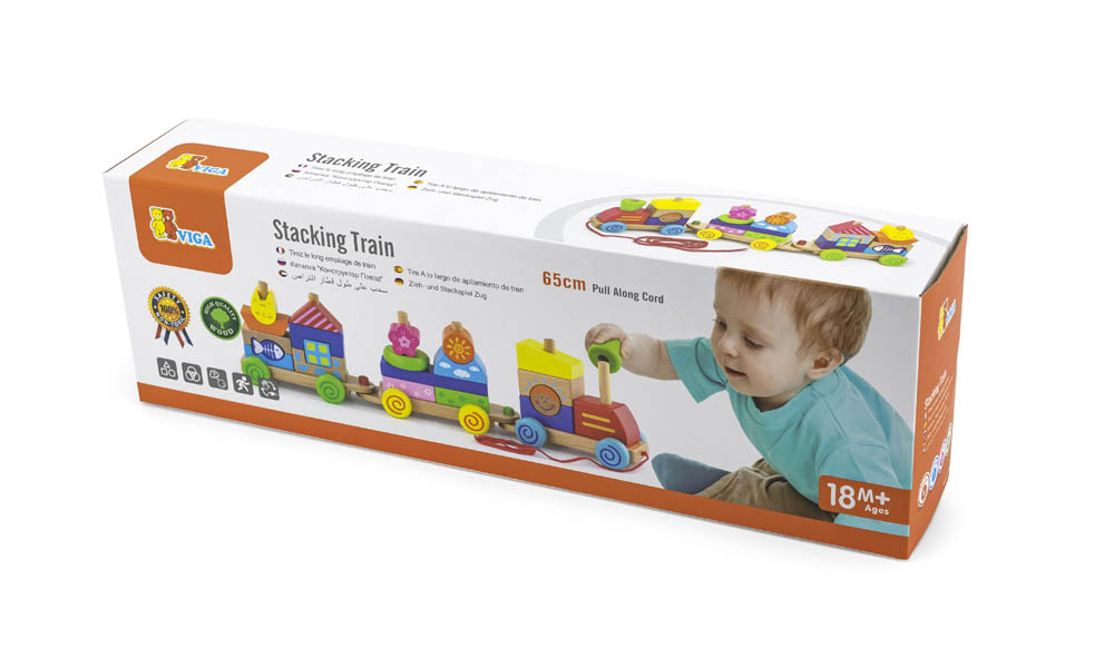 Viga - Colourful Pull Along Stacking Train
