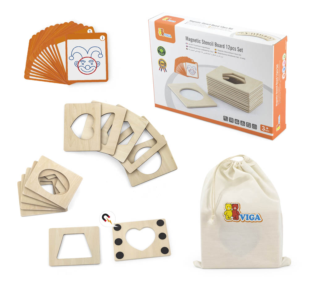 Viga - Magnetic Wooden Stencil Whiteboard - Learn to Draw Shapes