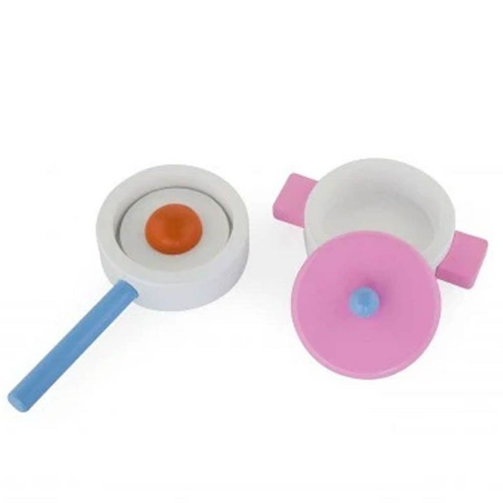 Viga - Wooden Play Food Set - Pot, Pan & Egg