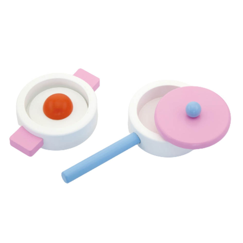Viga - Wooden Play Food Set - Pot, Pan & Egg