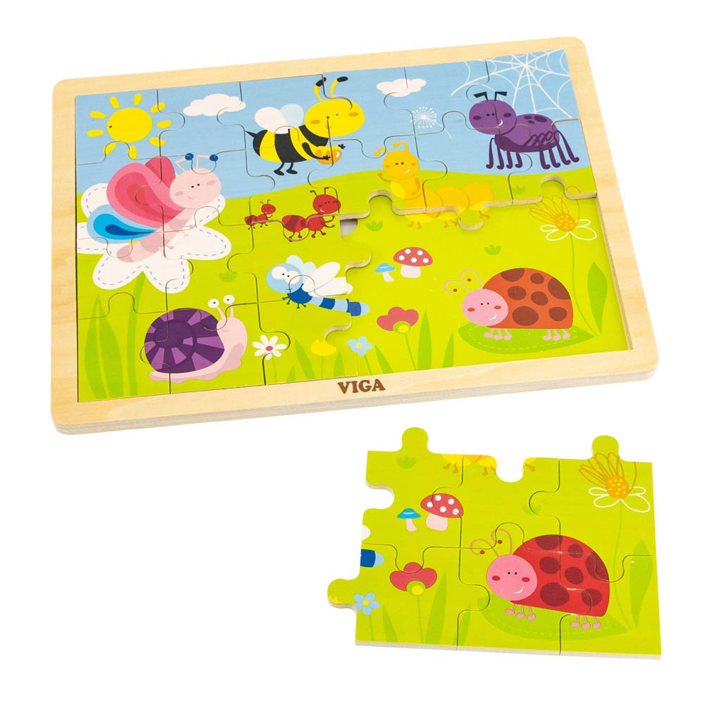 Viga - Wooden Puzzle - Insects & Bugs (24 pcs)