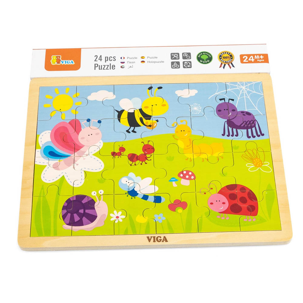 Viga - Wooden Puzzle - Insects & Bugs (24 pcs)