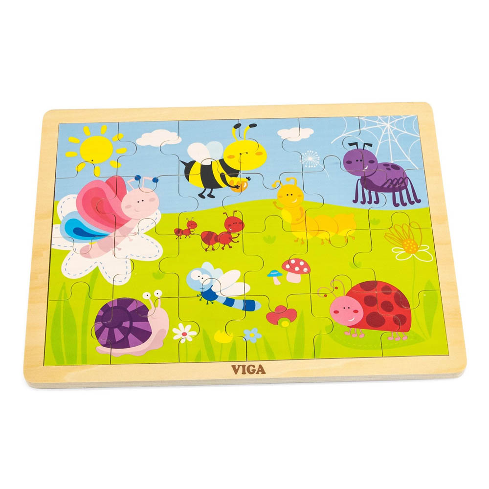 Viga - Wooden Puzzle - Insects & Bugs (24 pcs)