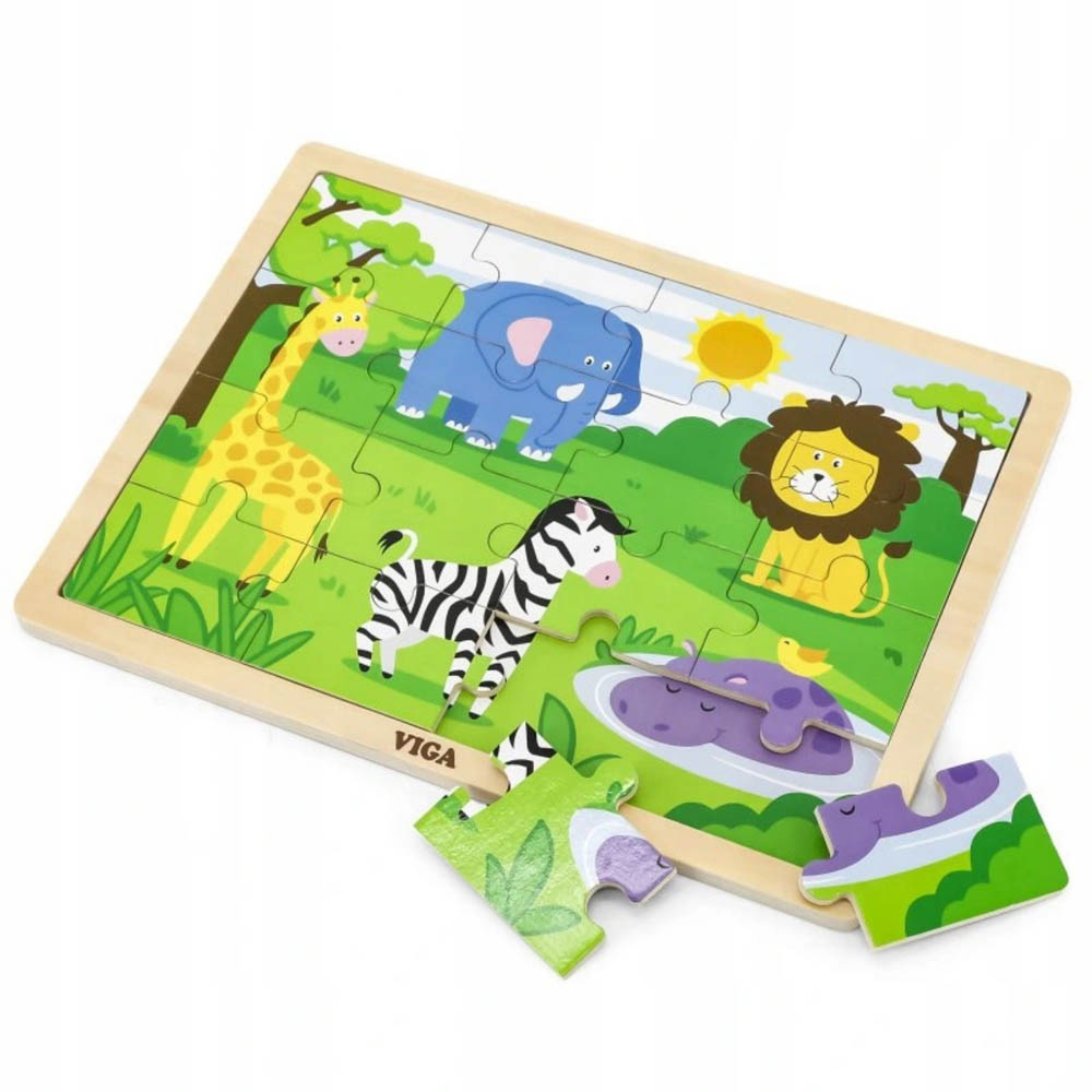 Viga - Wooden Puzzle - Safari (16pcs)