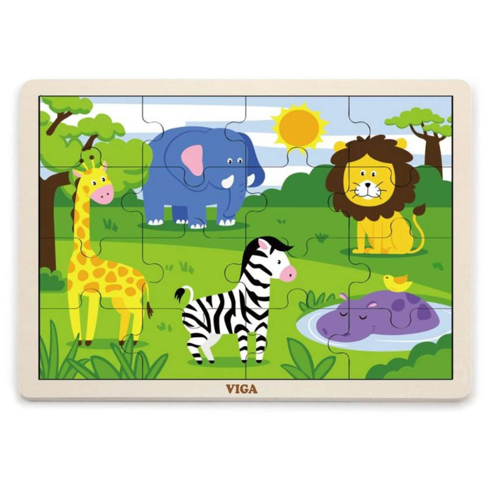 Viga - Wooden Puzzle - Safari (16pcs)