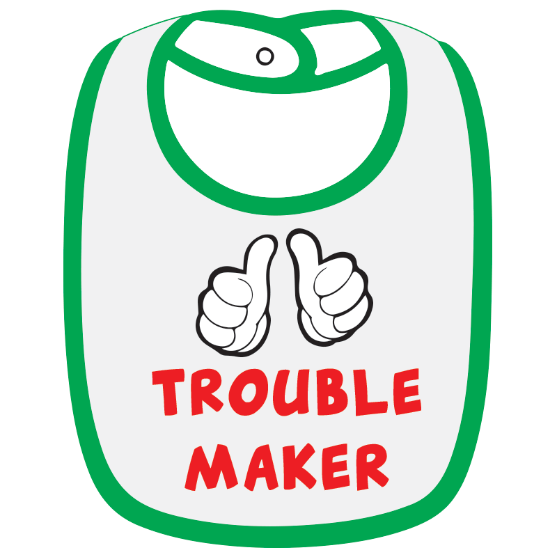 Twinkle Hands White/Green Trouble Maker Baby Bib