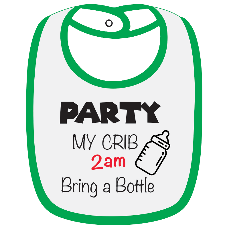 Twinkle Hands White/Green Party My Crib Baby Bib