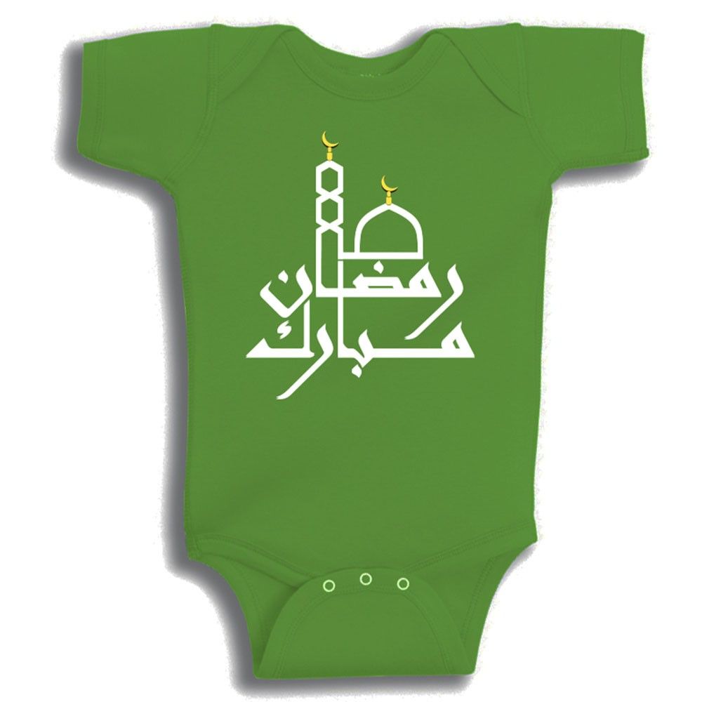 Twinkle Hands Green Ramadan Mubarak Special Baby Onesie