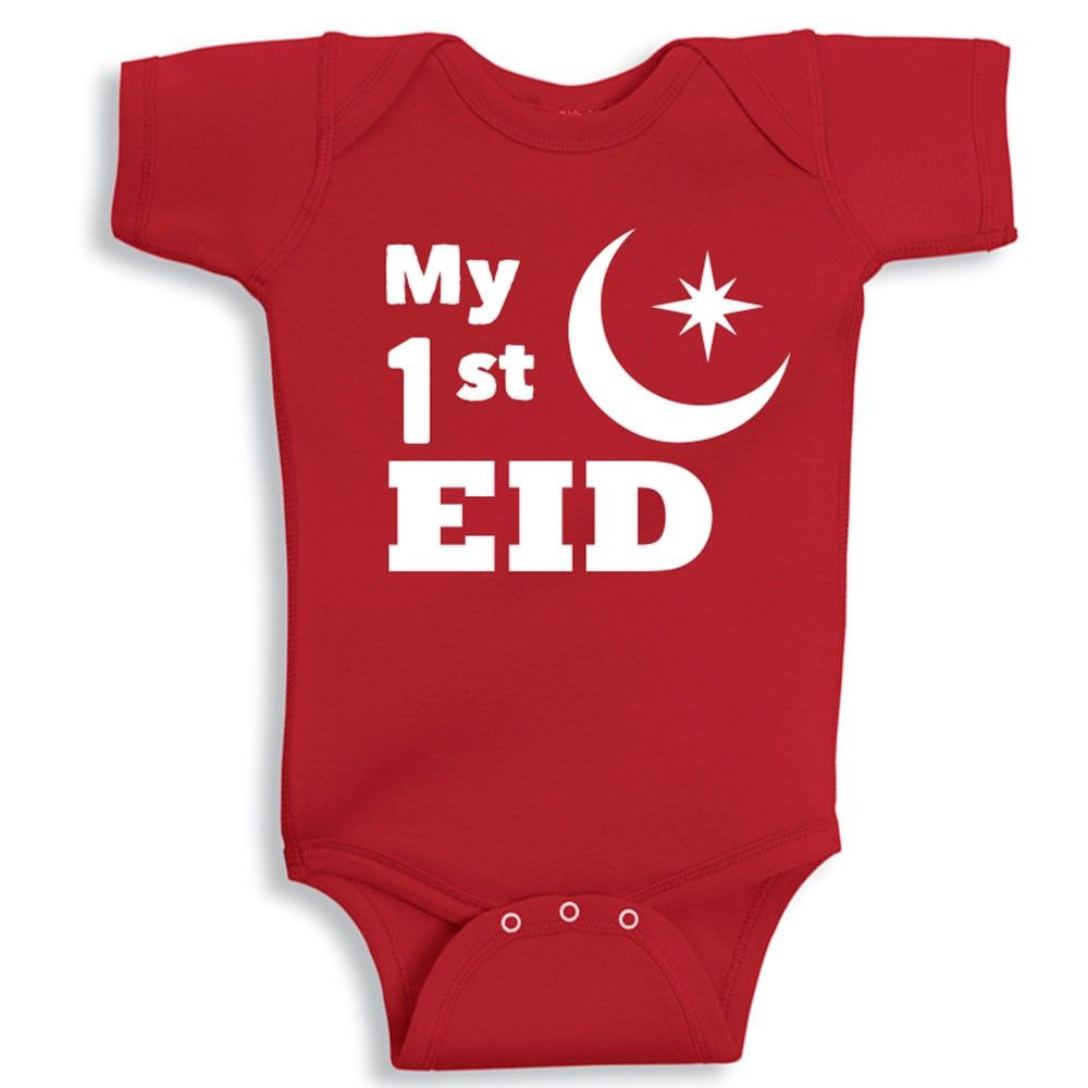 Twinkle Hands My First Eid Baby Onesie - Red