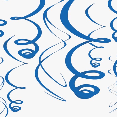 Bright Royal Blue Plastic Swirl Decoration 12pcs