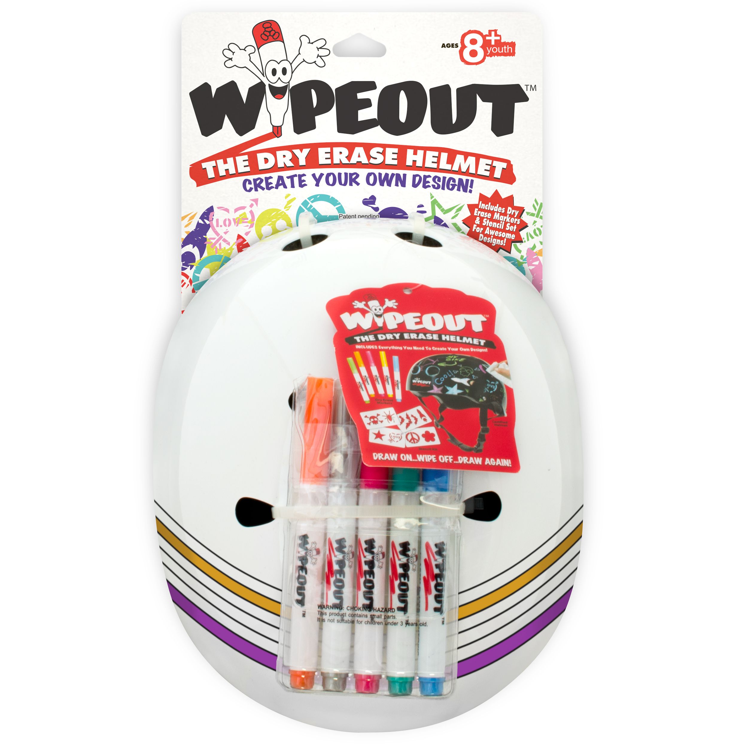 Wipeout - Dry Erase Helmet - White Rainbow