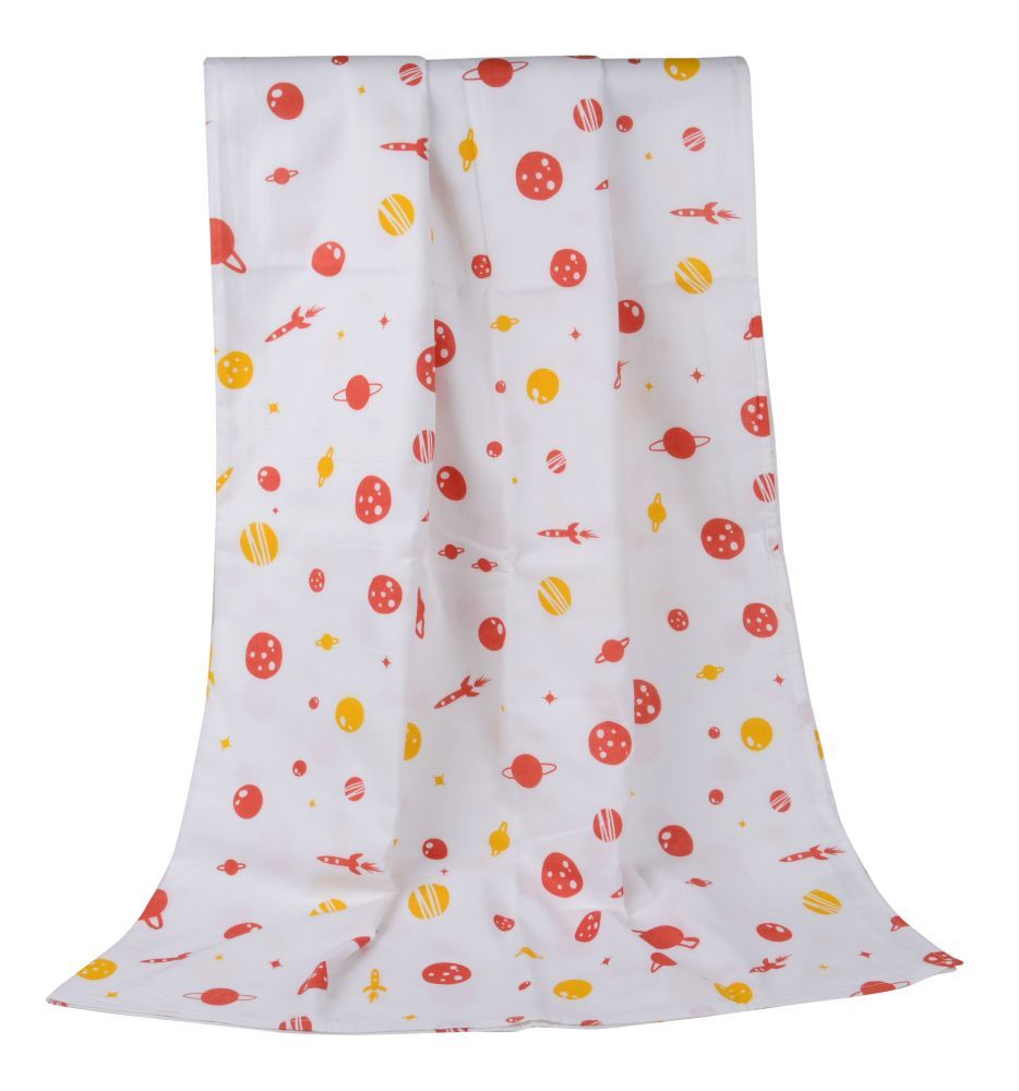 Wonder Wee - Soft and Smooth Mulmul Faric Baby Swaddle Wrap Pack of 1 - 112cm Orange Space