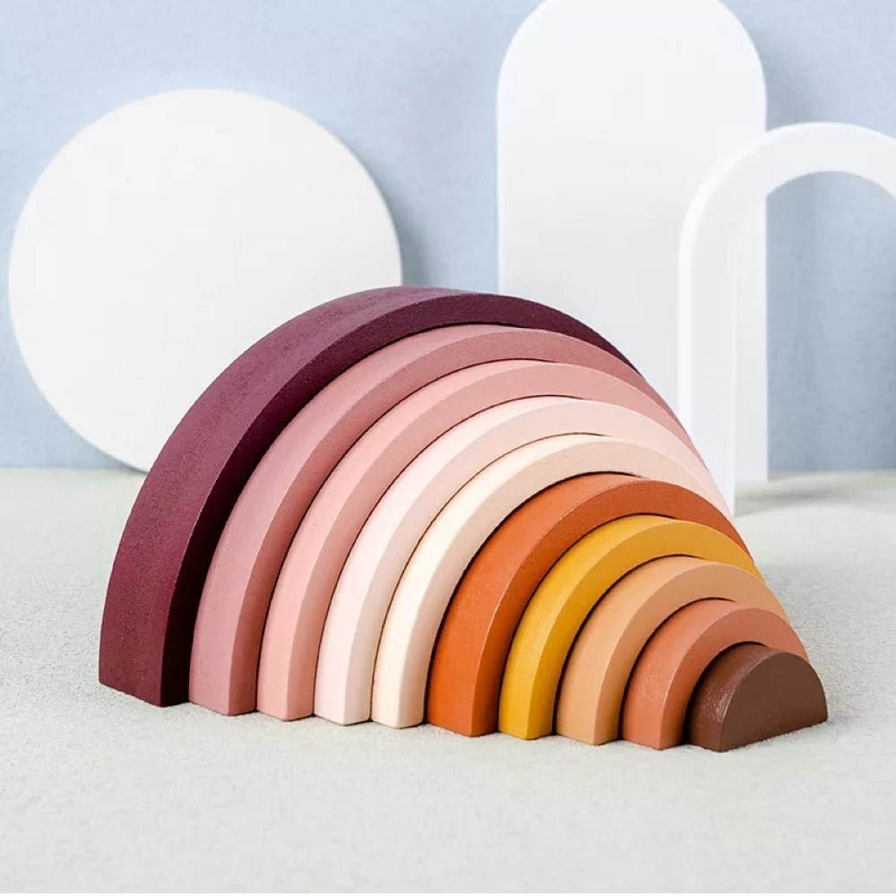 Woody Buddy - Mini Rainbow Stacker - Earthy Colors