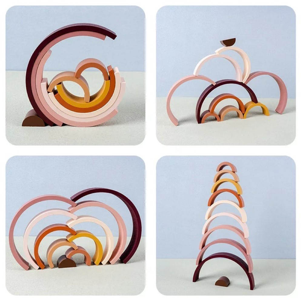 Woody Buddy - Mini Rainbow Stacker - Earthy Colors
